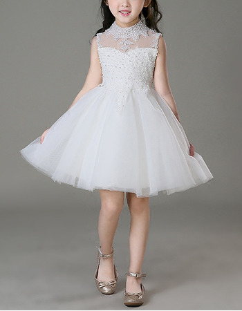 Adorable A-Line Mini/ Short Organza Beading Flower Girl Dresses