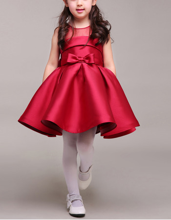 Stunning Ball Gown Sleeveless Mini/ Short Satin Flower Girl Dresses