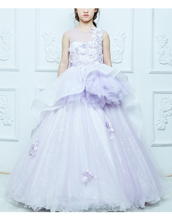 Discount Ball Gown Floor Length Lace Little Girls Party Dresses