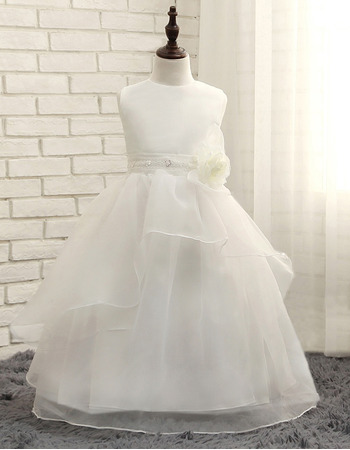 Adorable Floor Length Organza Flower Girl/ First Communion Dresses