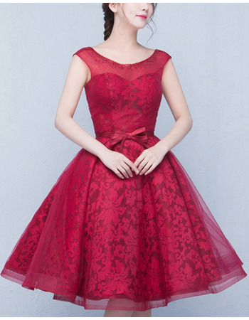 A-Line Short Lace Organza Homecoming Dresses