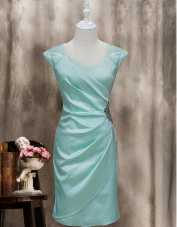 Custom Column Sleeveless Knee Length Satin Homecoming Dresses