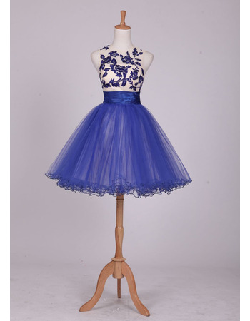 Custom Sleeveless Short Organza Embroidery Homecoming/ Party Dresses