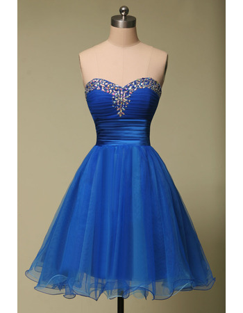 Inexpensive A-Line Sweetheart Mini/ Short Organza Homecoming Dresses