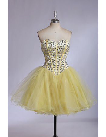 Sexy Sweetheart Mini/ Short Satin Organza Rhinestone Homecoming Dresses