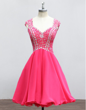 New Sweetheart Mini/ Short Chiffon Rhinestone Homecoming Dresses