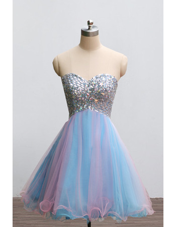 Affordable Sweetheart Mini/ Short Rhinestone Homecoming Dresses