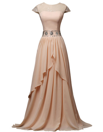 Floor Length Chiffon Mother Dresses with Short Sleeves
