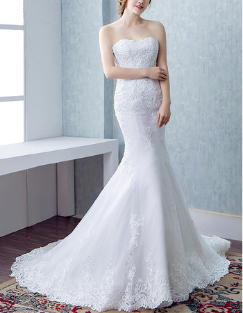 Sexy Sheath Sweetheart Court Train Satin Organza Wedding Dresses