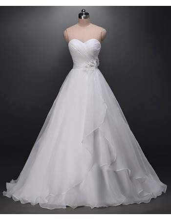 Custom A-Line Sweetheart Floor Length Organza Wedding Dresses