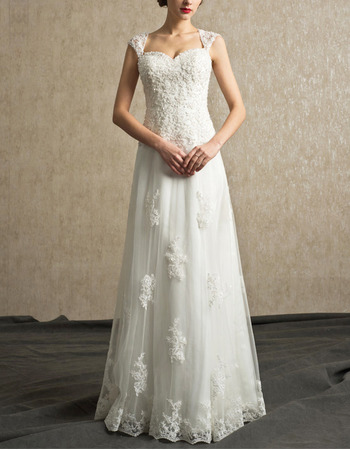 New Sweetheart Floor Length Organza Wedding Dresses with Straps
