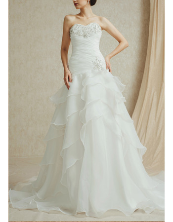 Discount Sweetheart Sweep Train Chiffon Layered Skirt Wedding Dresses