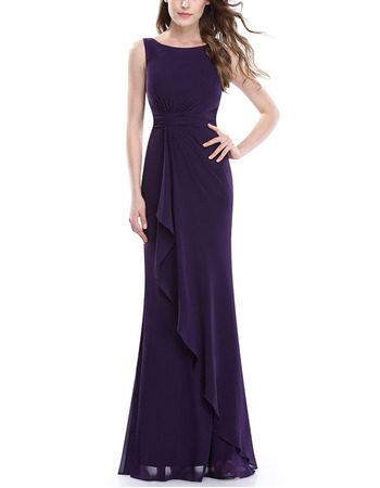 Inexpensive Sheath Sleeveless Floor Length Chiffon Bridesmaid Dresses