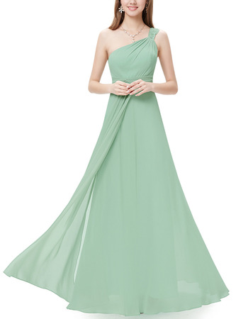 One Shoulder Floor Length Chiffon Bridesmaid Dresses