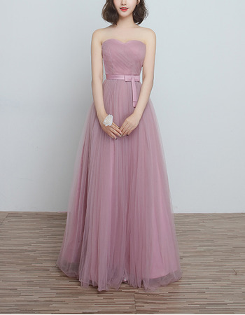 New Sweetheart Floor Length Satin Tulle Bridesmaid Dresses