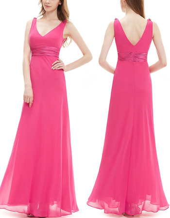 Custom V-Neck Sleeveless Floor Length Chiffon Bridesmaid Dresses