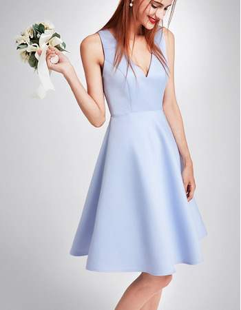 Elegant V-Neck Sleeveless Mini/ Short Satin Cocktail Party Dresses