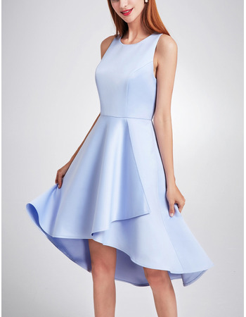 Asymmetric High-Low Satin Cocktail Party Dresses