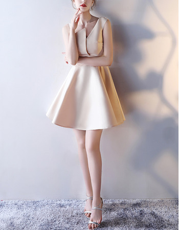 Custom A-Line Asymmetric Mini/ Short Satin Cocktail Party Dresses