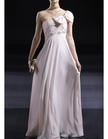 Custom One Shoulder Floor Length Chiffon Evening/ Prom Dresses