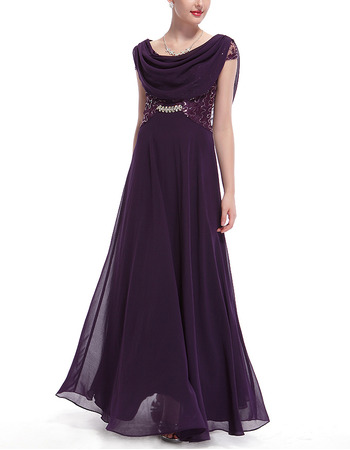 Custom Floor Length Chiffon Embroidery Evening Dresses with Wraps