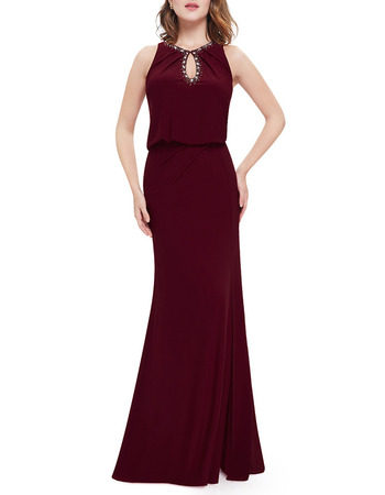 Affordable Sheath/ Column Floor Length Chiffon Evening Dresses