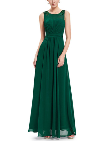 Sleeveless Floor Length Chiffon Evening/ Prom Dresses