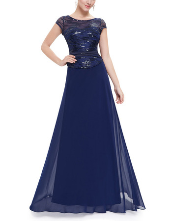 Elegant Floor Length Two-Piece Evening Dresses with Cap Sleeves