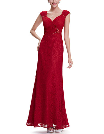 New Sweetheart Straps Floor Length Lace Evening/ Prom Dresses