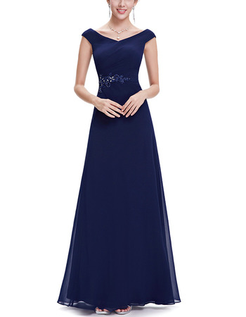 V-Neck Floor Length Chiffon Evening/ Prom Dresses