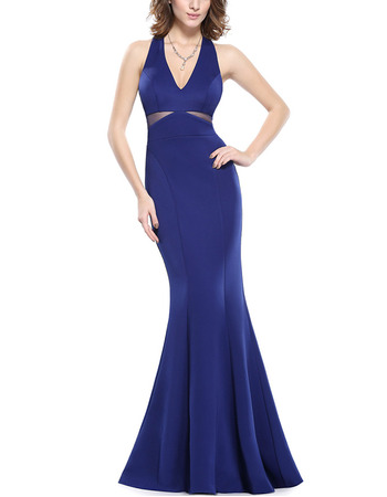 Affordable Mermaid V-Neck Floor Length Satin Evening/ Prom Dresses