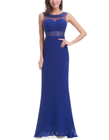 Elegant Sheath Sleeveless Floor Length Chiffon Evening Dresses