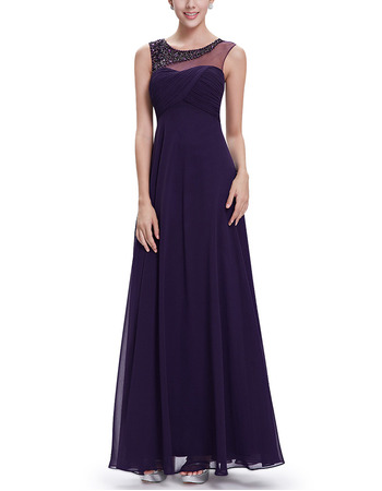 Sleeveless Floor Length Chiffon Evening Dresses