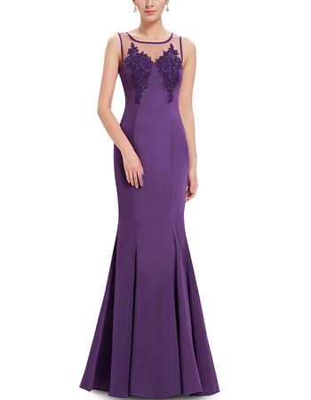 Affordable Mermaid Sleeveless Floor Length Satin Evening Dresses