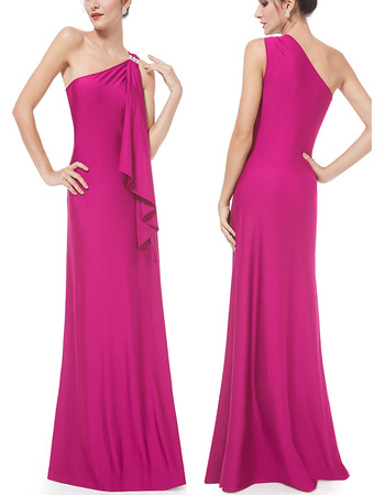 Sexy One Shoulder Sleeveless Floor Length Satin Evening Dresses