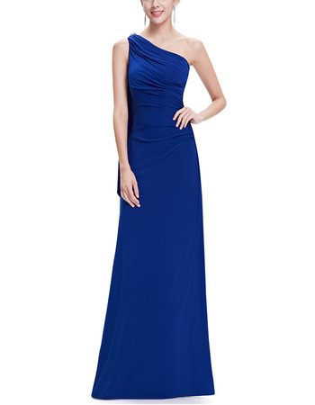 Elegant One Shoulder Sleeveless Floor Length Chiffon Evening Dresses