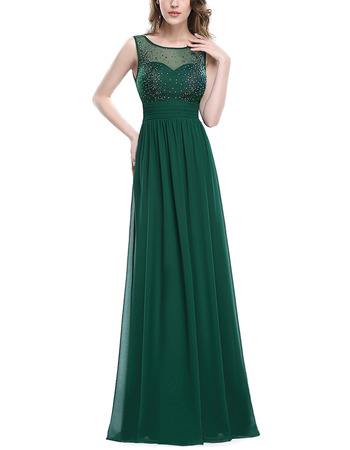 Custom Sleeveless Floor Length Chiffon Evening/ Prom Dresses