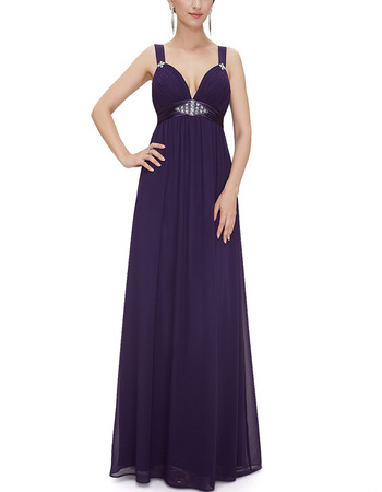 Sexy Sweetheart Floor Length Chiffon Evening Dresses with Straps