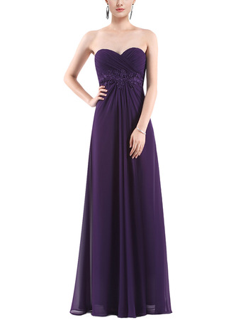 Custom Sweetheart Floor Length Chiffon Evening/ Prom/ Bridesmaid Dress