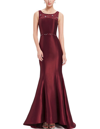 Discount Trumpet Sleeveless Floor Length Satin Evening/ Prom Dresses