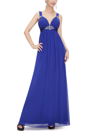 Sexy Sweetheart Floor Length Chiffon Evening Dresses with Straps