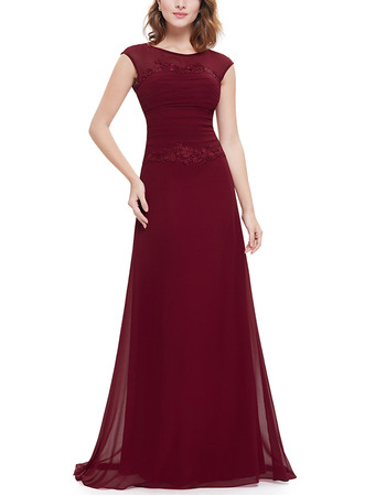 A-Line Floor Length Chiffon Evening/ Prom Dresses