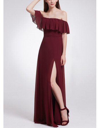 Elegant Off-the-shoulder Floor Length Chiffon Evening Dresses