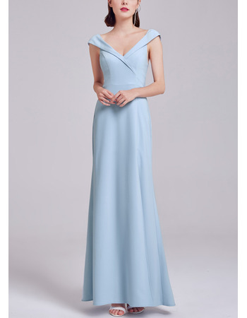 V-Neck Floor Length Satin Evening Dress with Slit