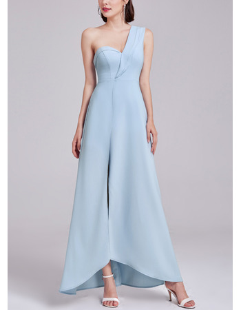 Discount One Shoulder High-Low Satin Evening Dress with Slit