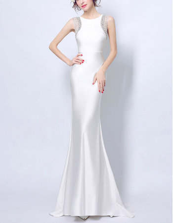 Discount Sheath Sleeveless Floor Length Satin Evening Dresses