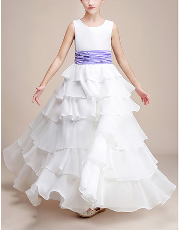 Floor Length Chiffon Layered Skirt Flower Girl Dresses