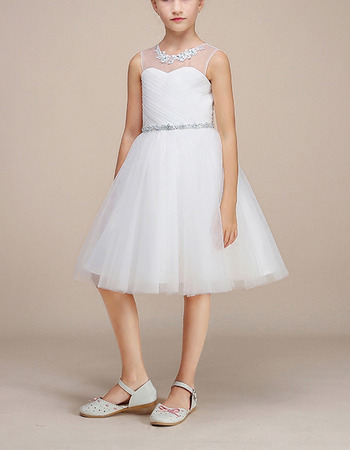 A-Line Knee Length Satin Organza Flower Girl Dresses