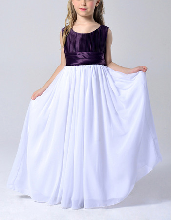 Inexpensive Sleeveless Floor Length Chiffon Flower Girl Dresses