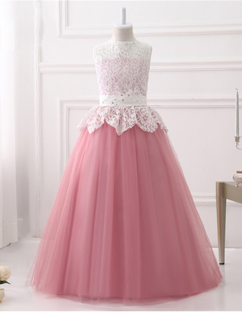 Adorable Ball Gown Sleeveless Floor Length Lace Flower Girl Dresses